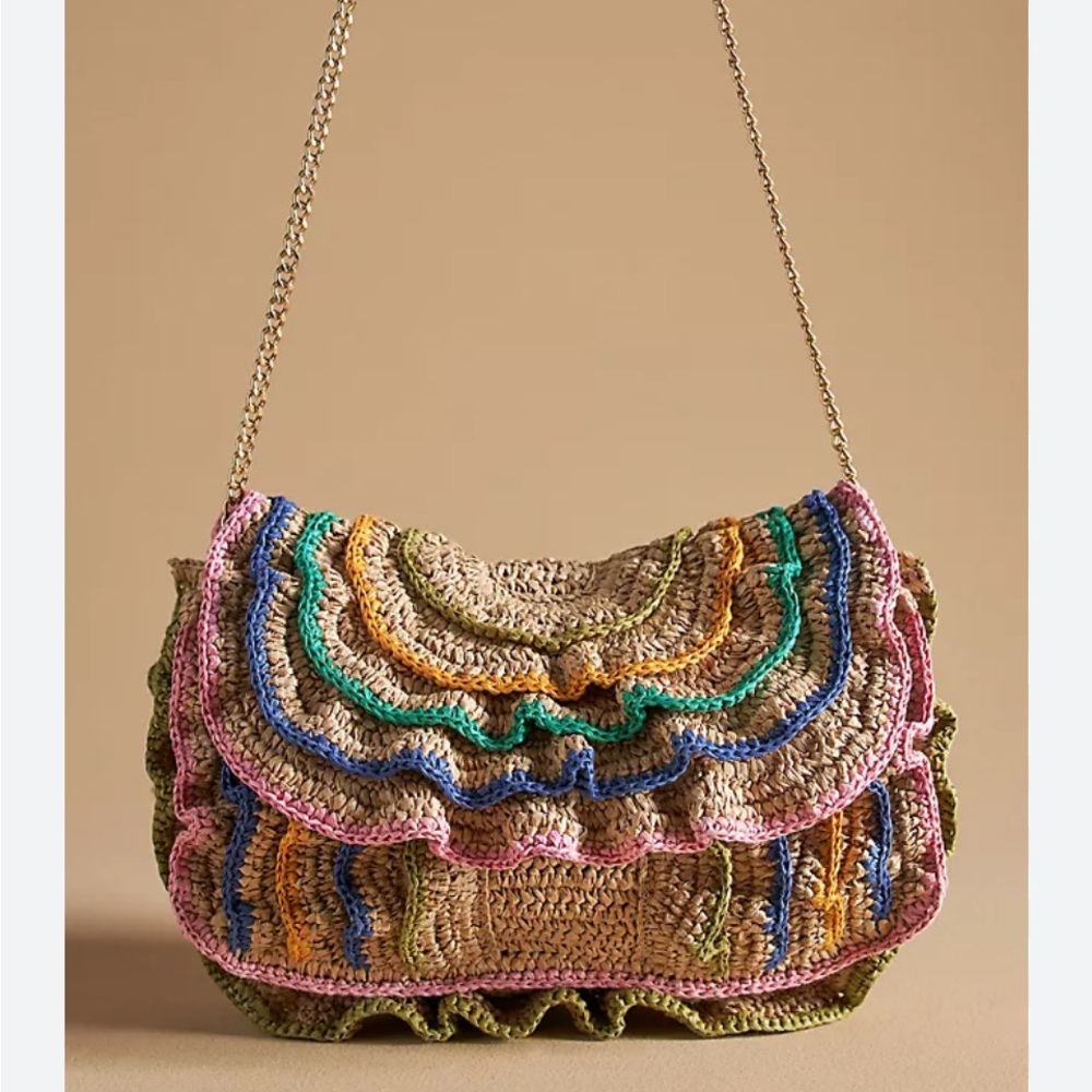 Anthropologie Maeve  Multicolor Multicolor Ruffle Clutch Bag